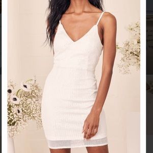 Lulus Shine & Sparkle White Sequin Sleeveless Mini Dress (Bachelorette, Bridal)